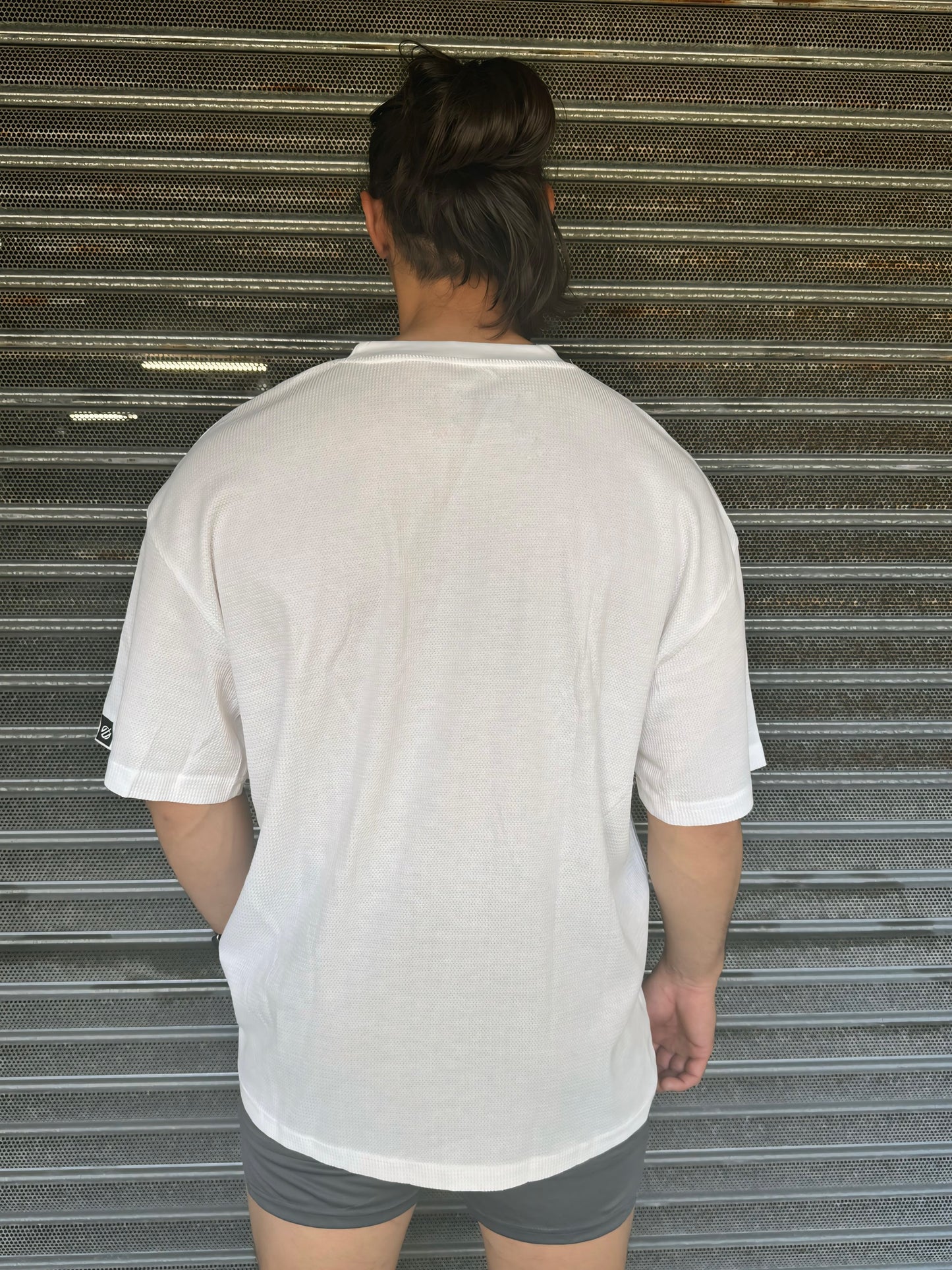 CR WOVEN TEE in WHITE