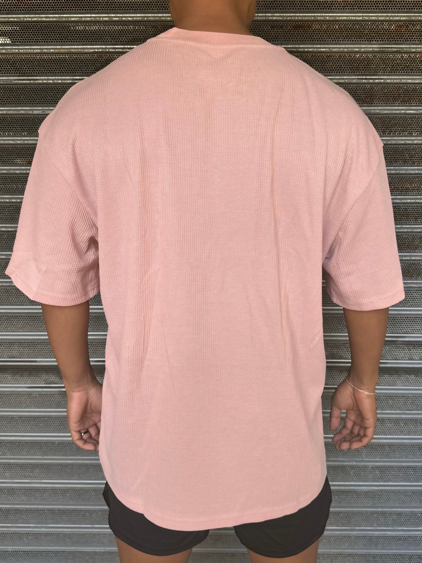 CR WOVEN TEE in DUSTY CORAL