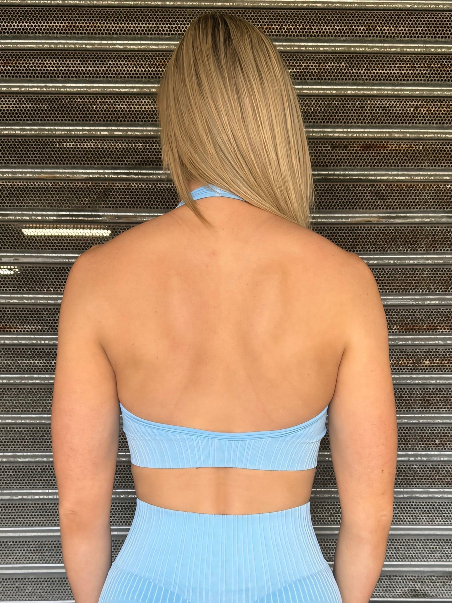 BUTTER RIBBED SPORTS BRA in BUBBLEGUM BLUE