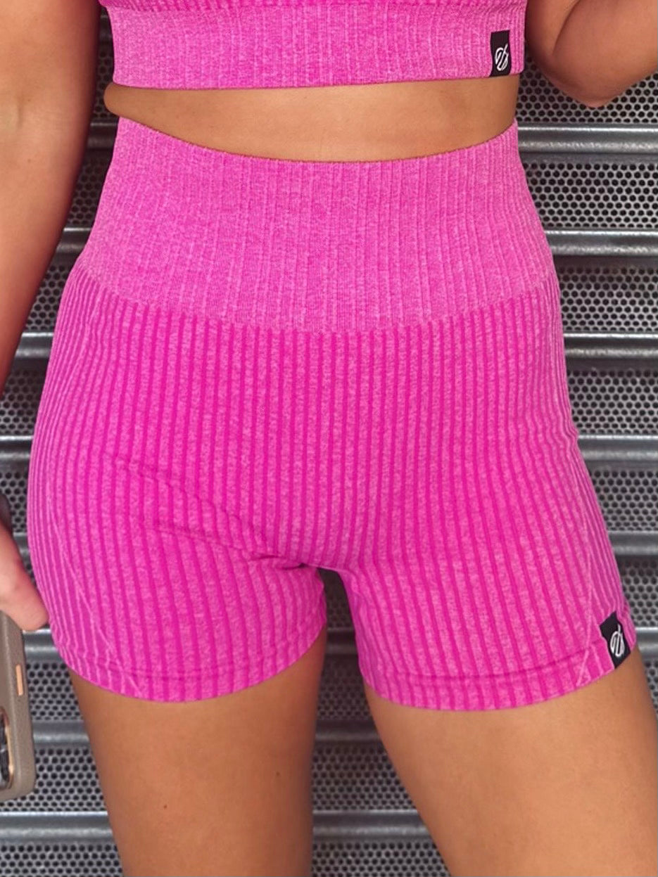 BUTTER RIBBED SHORTS in BUBBLEGUM PINK