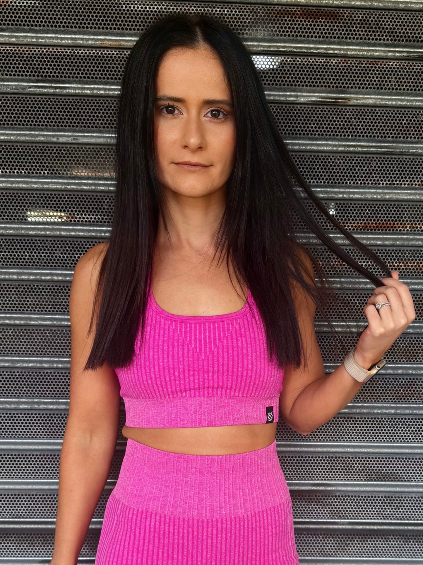 BUTTER RIBBED SPORTS BRA in Bubblegum Pink