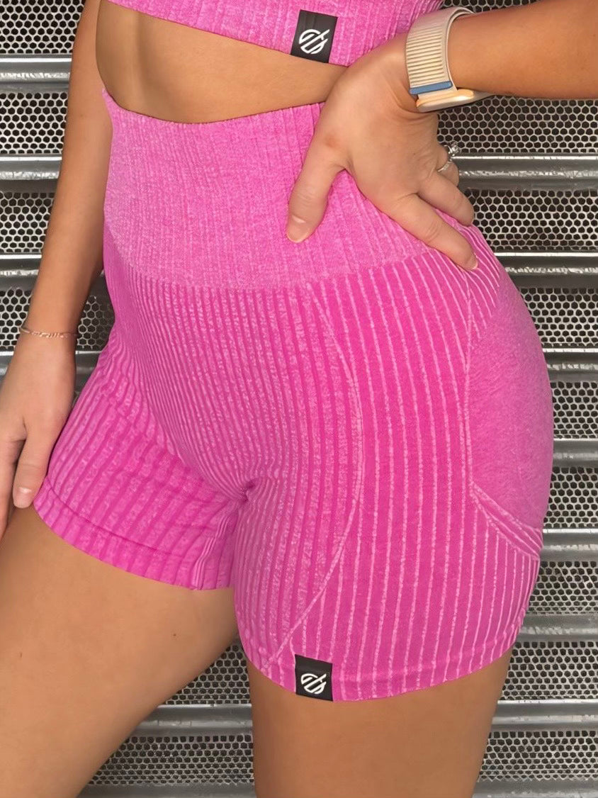BUTTER RIBBED SHORTS in BUBBLEGUM PINK