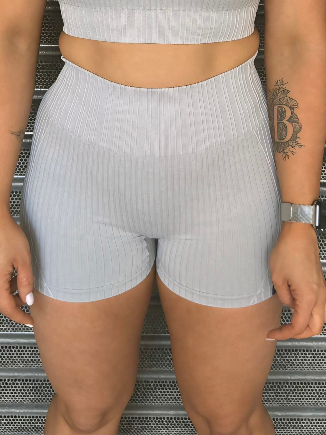 BUTTER RIBBED SHORTS in GREY