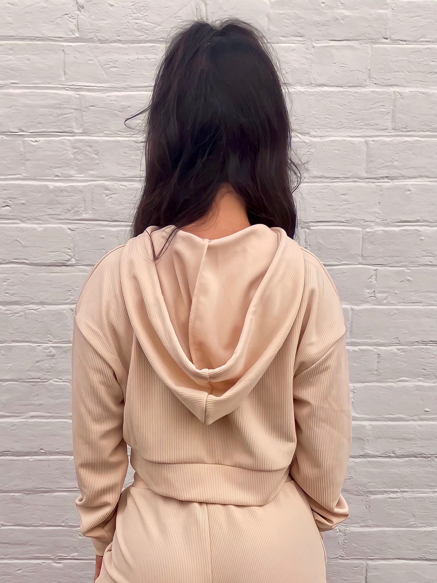 TRACK CROPPED HOOD in BEIGE
