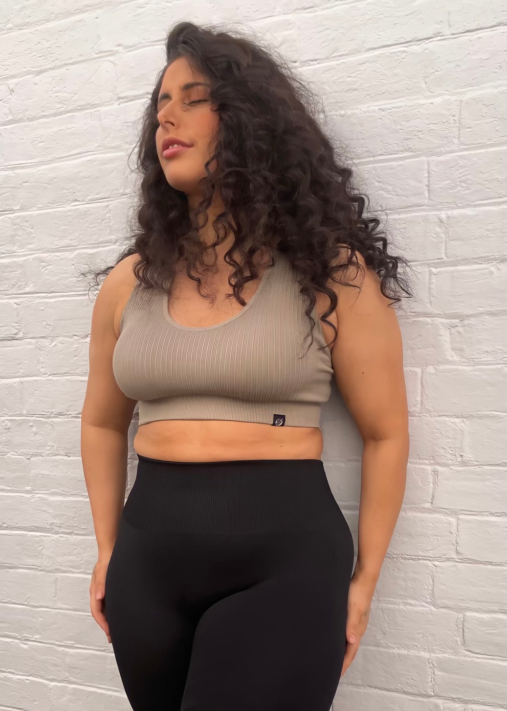 RIB SPORTS BRA in MOCHA