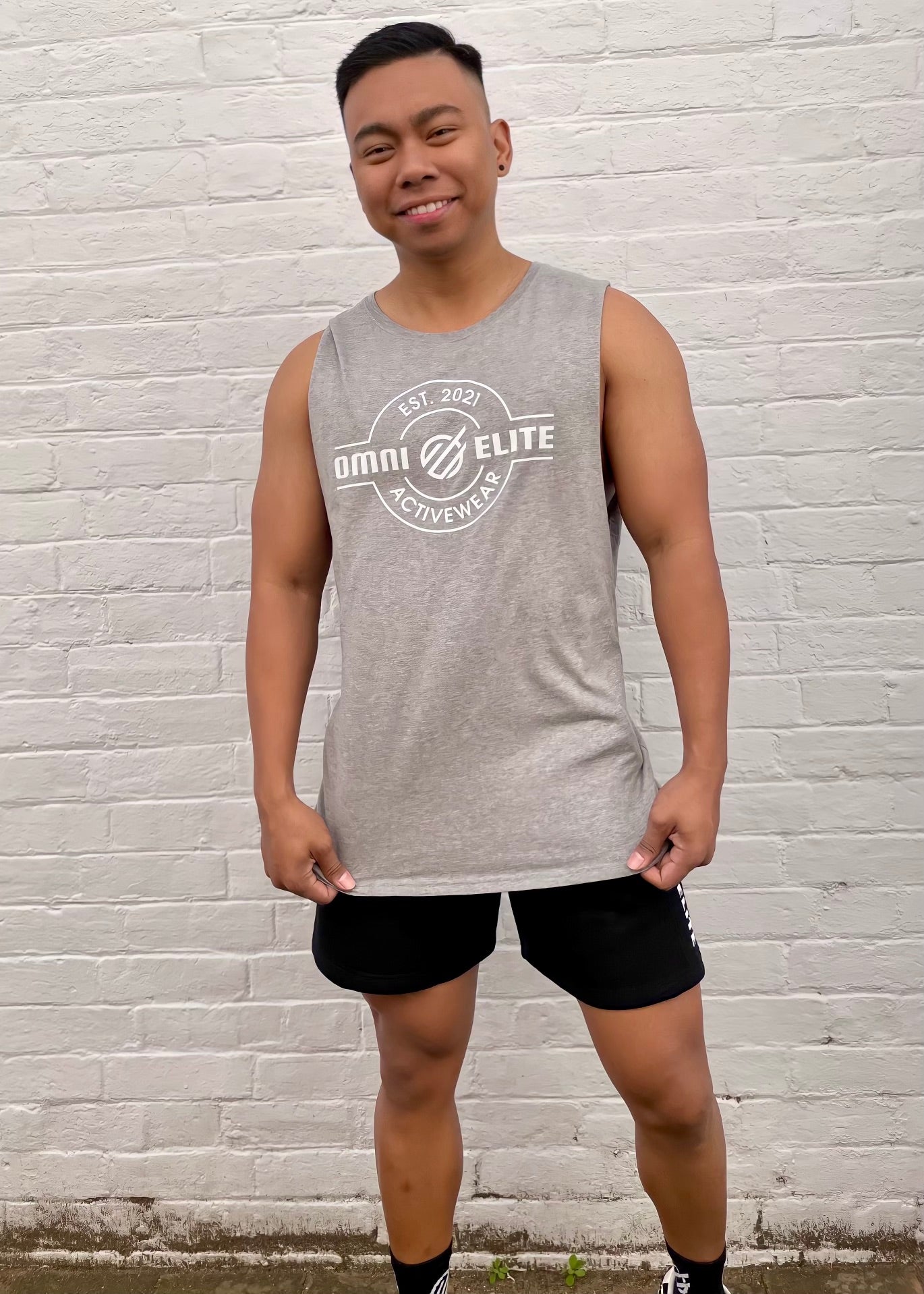 ESTABLISHED MUSCLE TANK in GREY MARLE