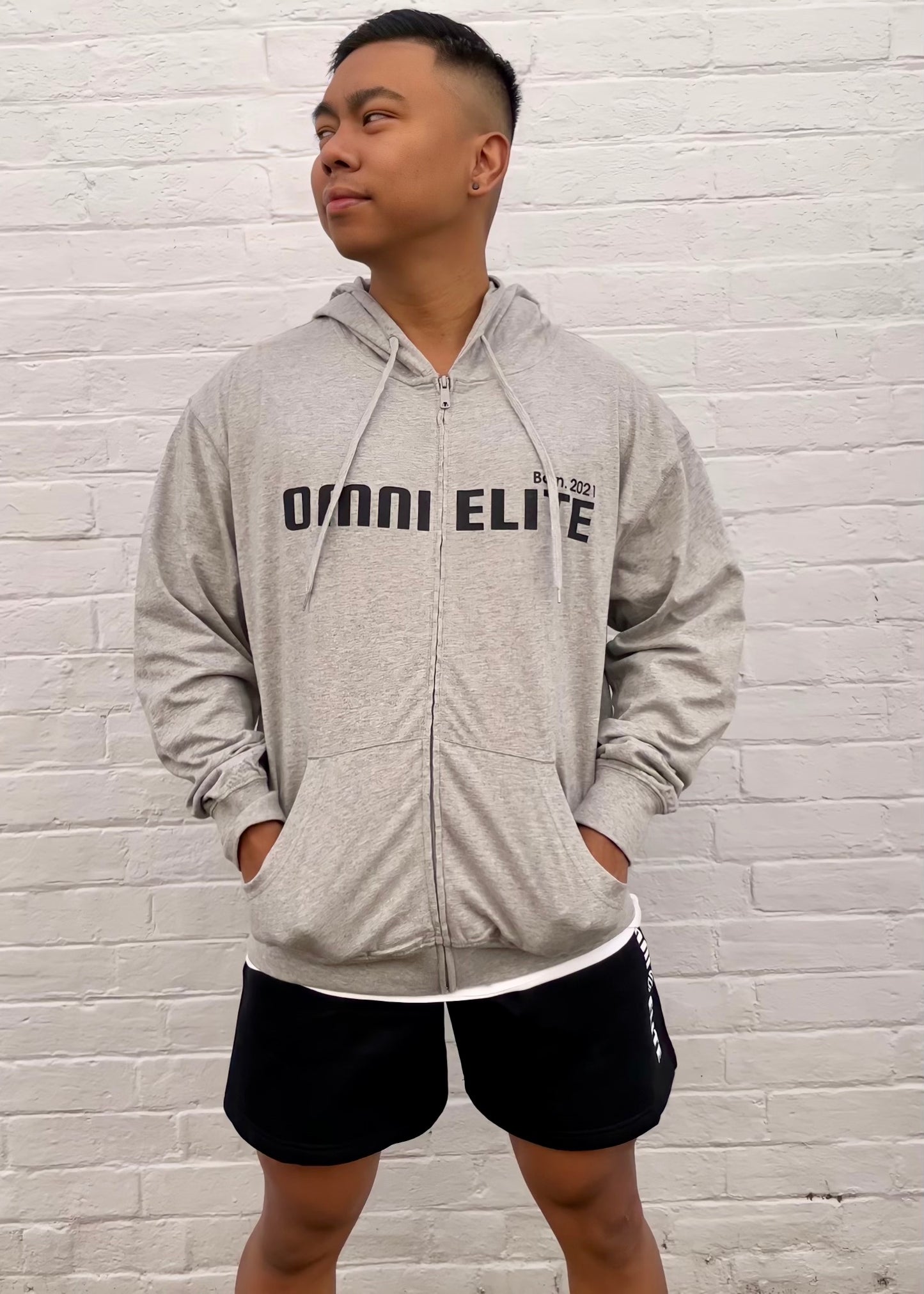 UNISEX LIGHT WEIGHT COTTON HOODIE in MARBLE GREY