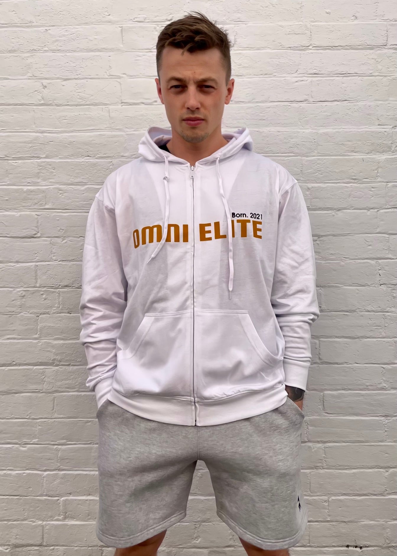 UNISEX LIGHT WEIGHT COTTON HOODIE in WHITE