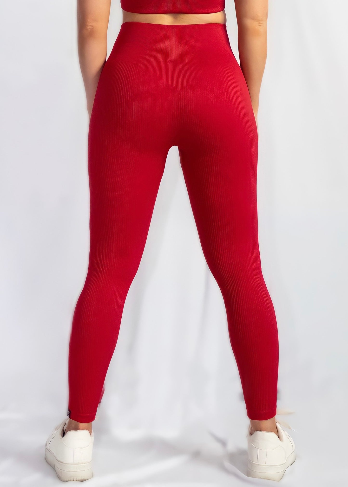 RIBBED COLLECT LEGGINGS in Red