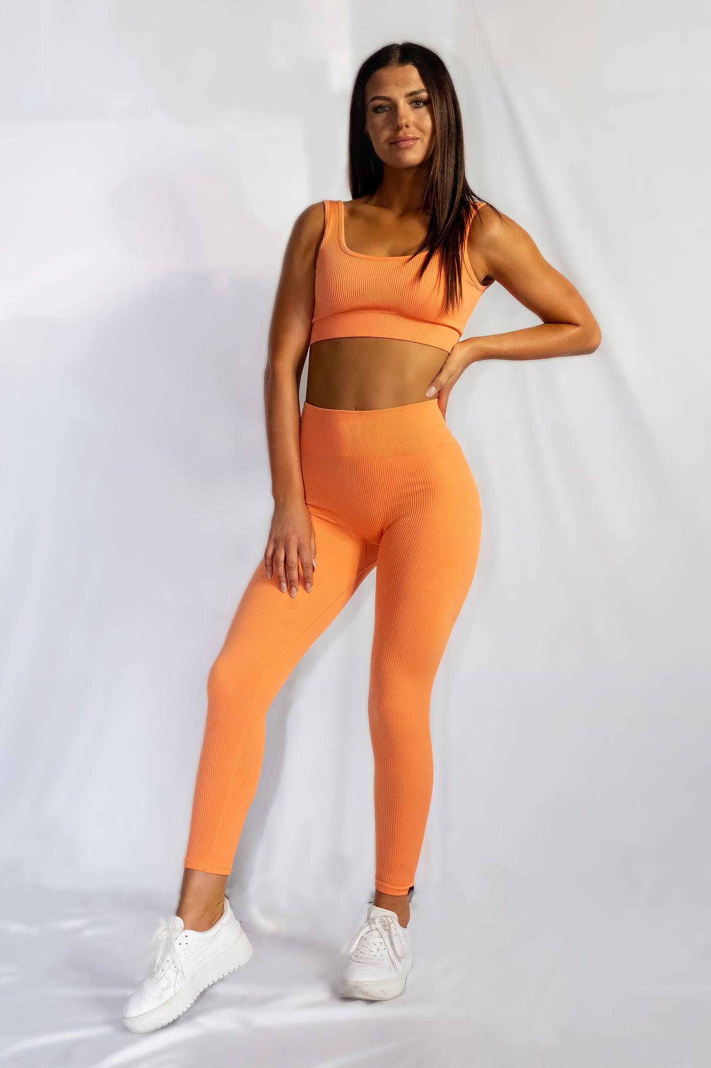 RIBBED COLLECT STRAIGHT CROP in Orange
