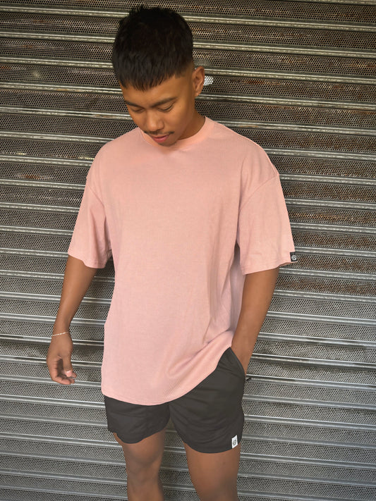 CR WOVEN TEE in DUSTY CORAL