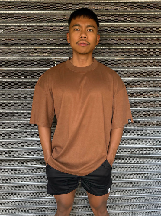 CR WOVEN TEE in COFFEE