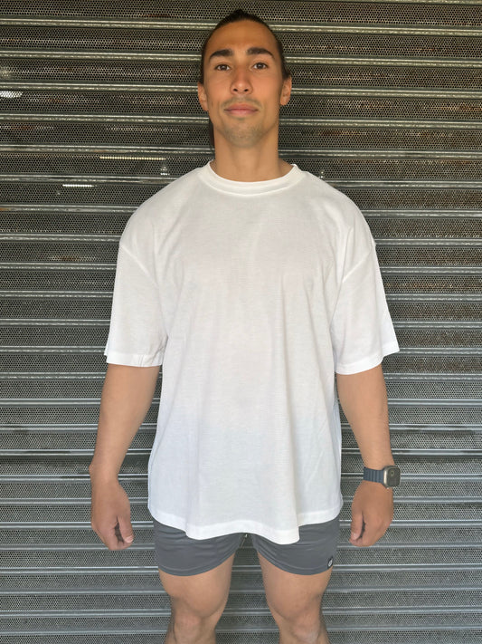 CR WOVEN TEE in WHITE