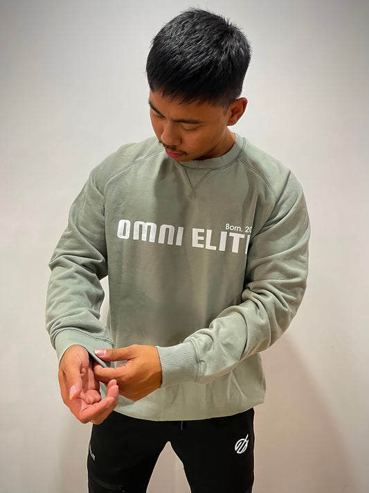 - TEAM CREW JUMPER in SAGE GREEN (unisex)