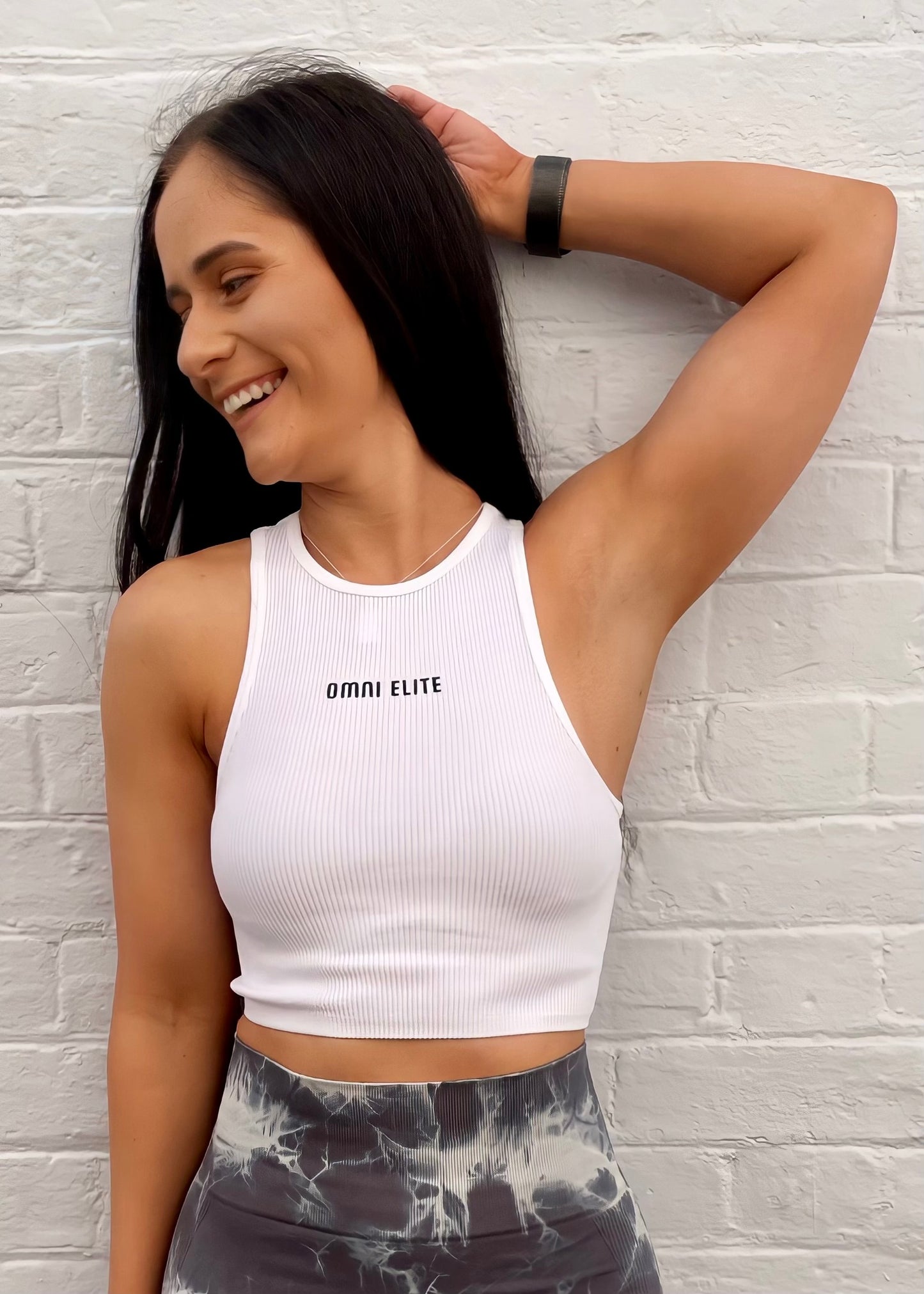 RIBBED CROP TANK in WHITE