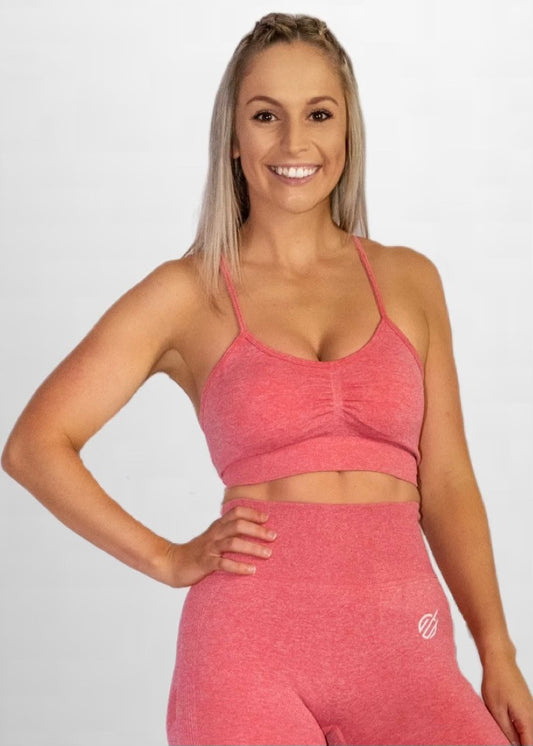 SEAMLESS KNIT SPORTS BRA in Watermelon Pink
