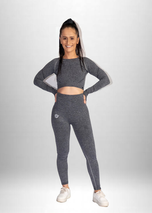 SEAMLESS KNIT CRUNCH LEGGINGS in Grey