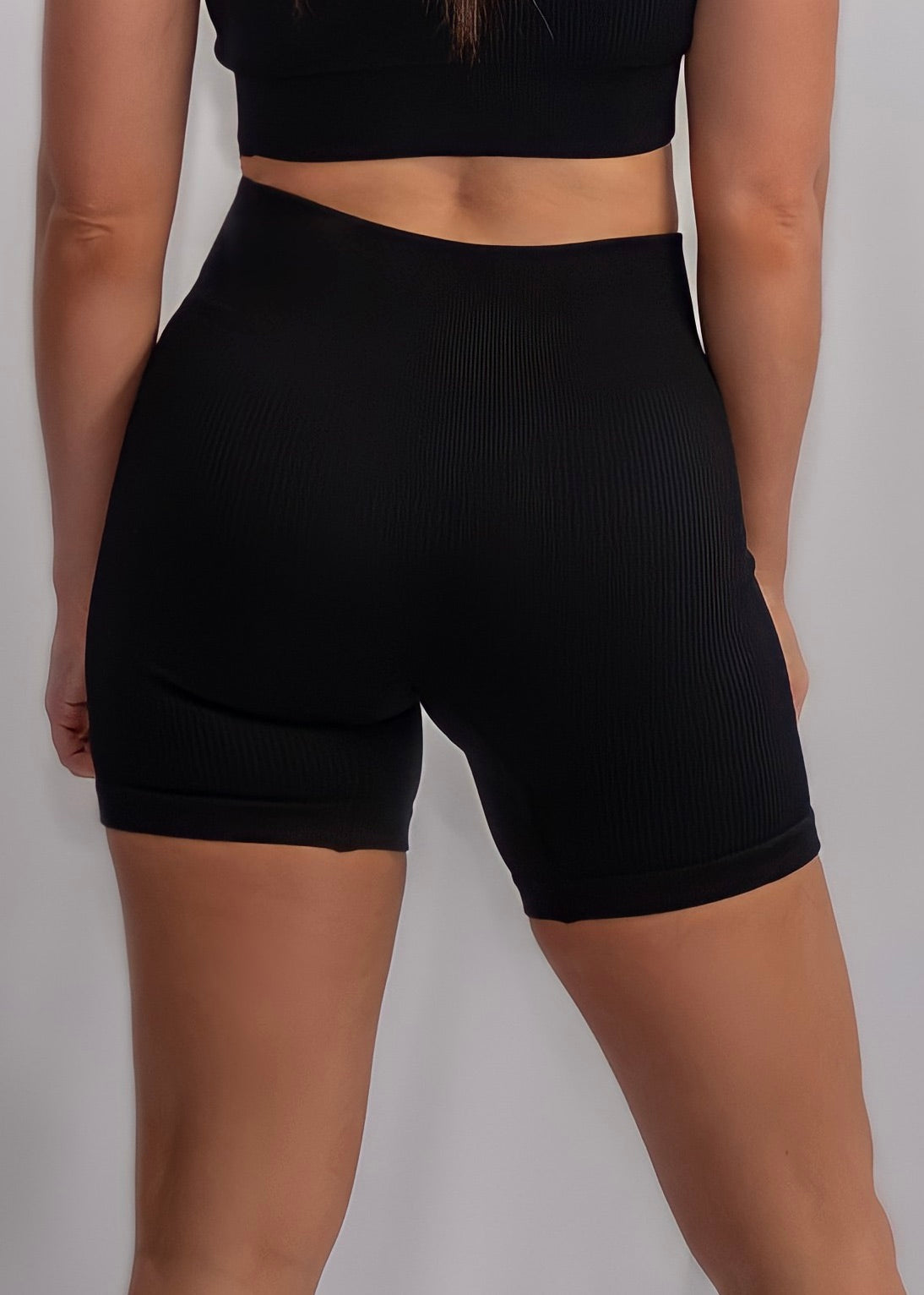 RIBBED COLLECT BIKE SHORTS in Black