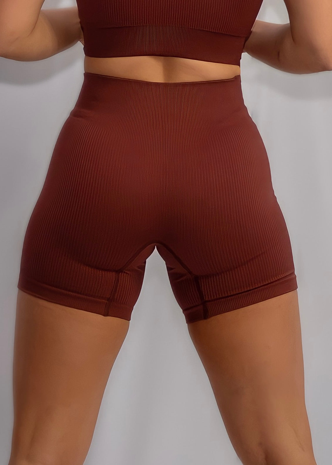 RIBBED COLLECT BIKE SHORTS in Coffee