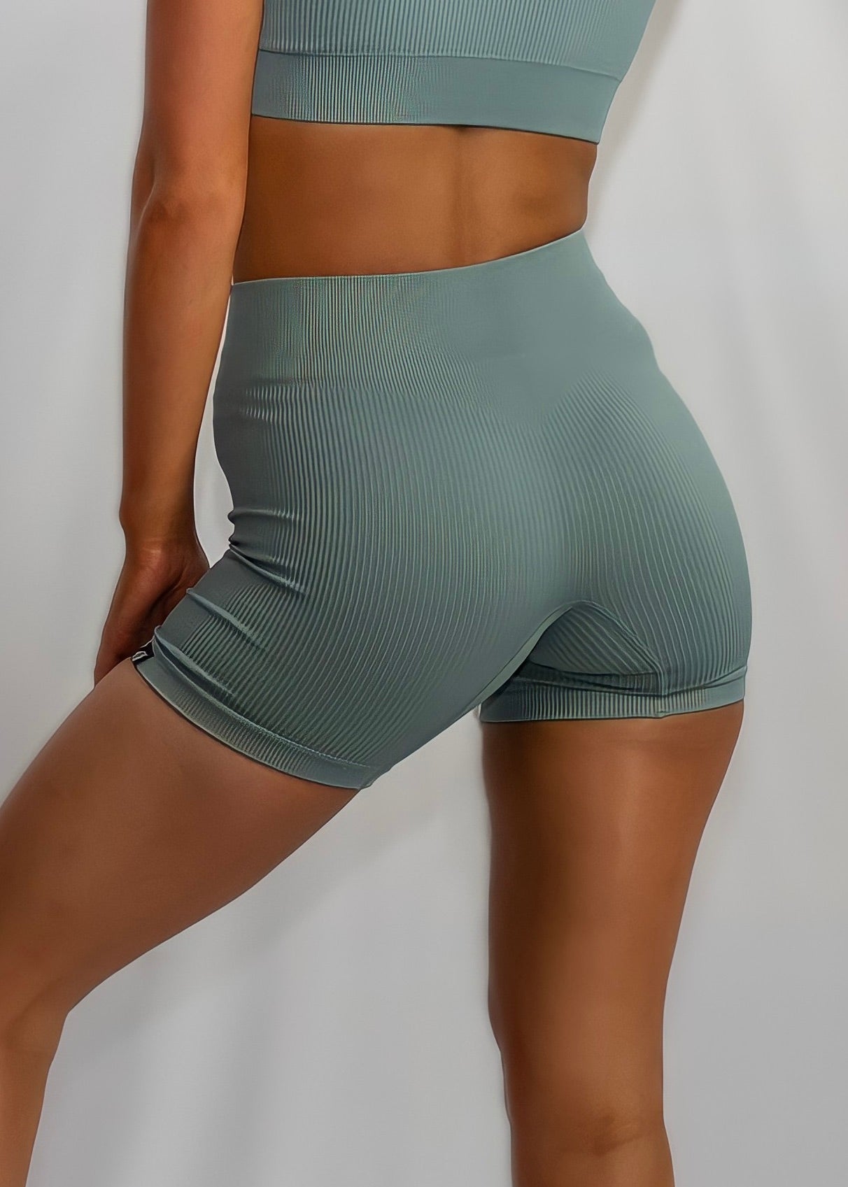 RIBBED COLLECT BIKE SHORTS in Dusty Blue