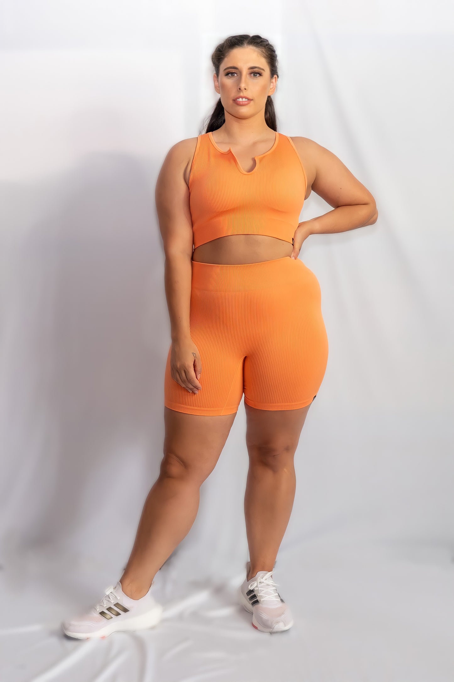 RIBBED COLLECT BIKE SHORTS in Orange