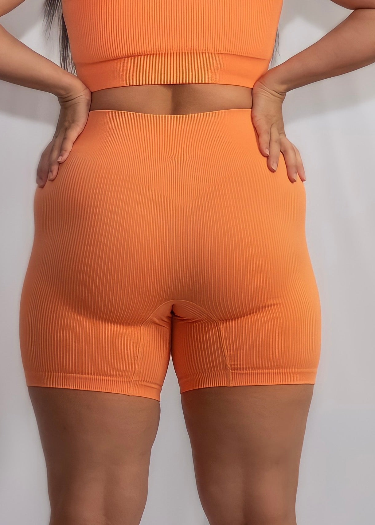 RIBBED COLLECT BIKE SHORTS in Orange