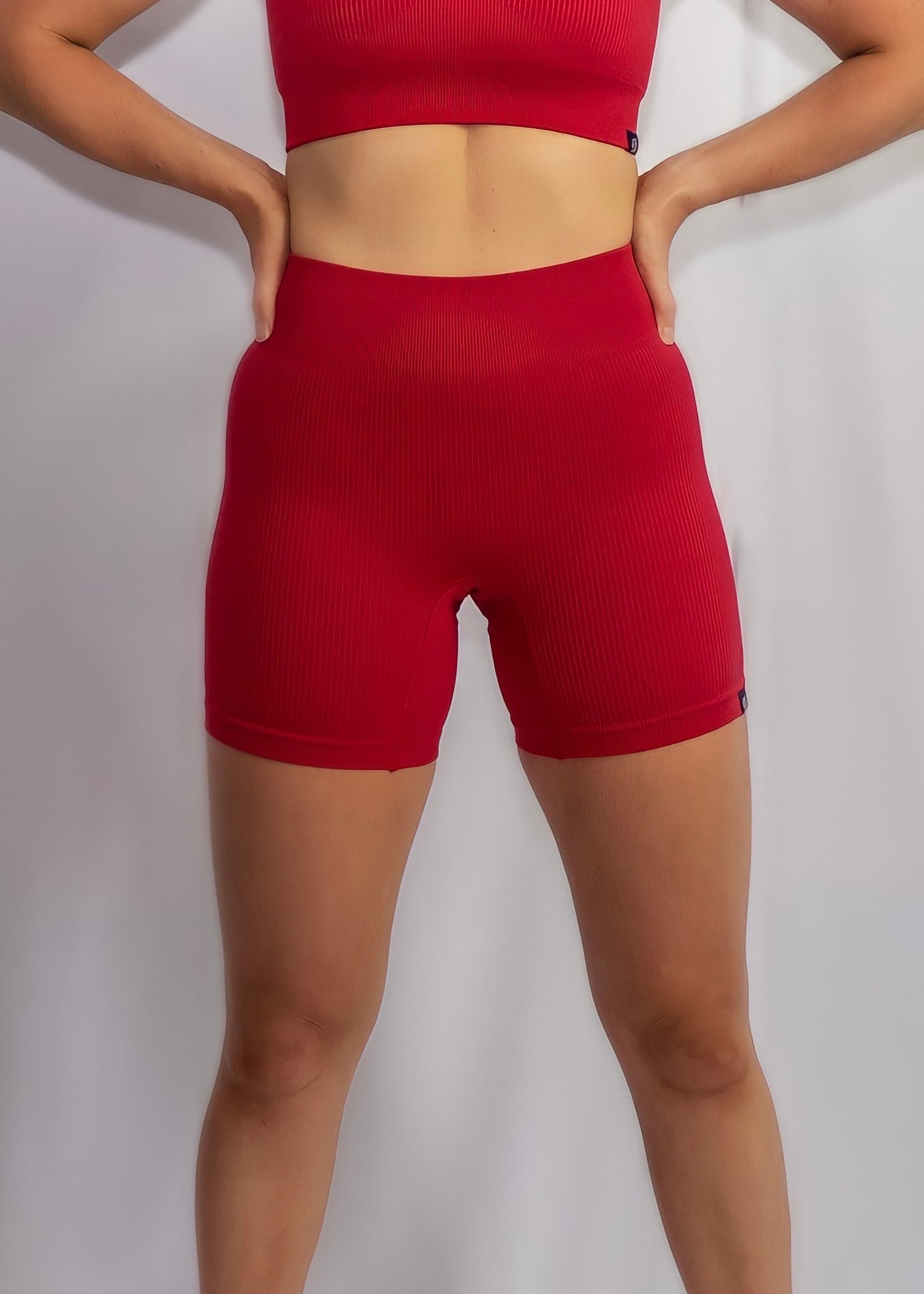 RIBBED COLLECT BIKE SHORTS in Red