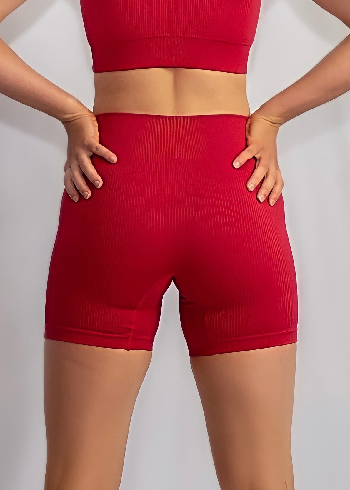 RIBBED COLLECT BIKE SHORTS in Red