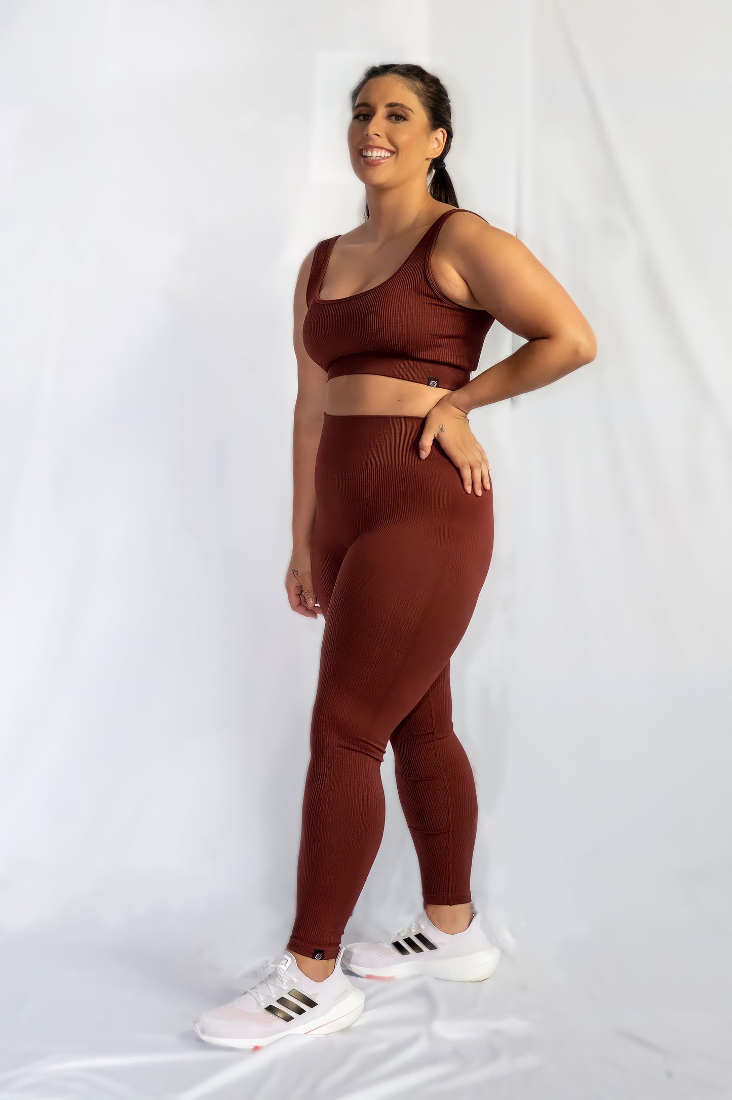 RIBBED COLLECT LEGGINGS in Coffee