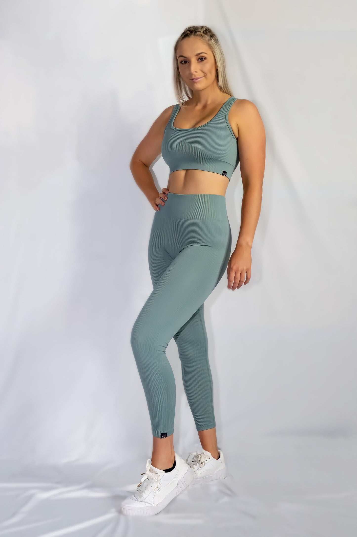 RIBBED COLLECT LEGGINGS in Dusty Blue