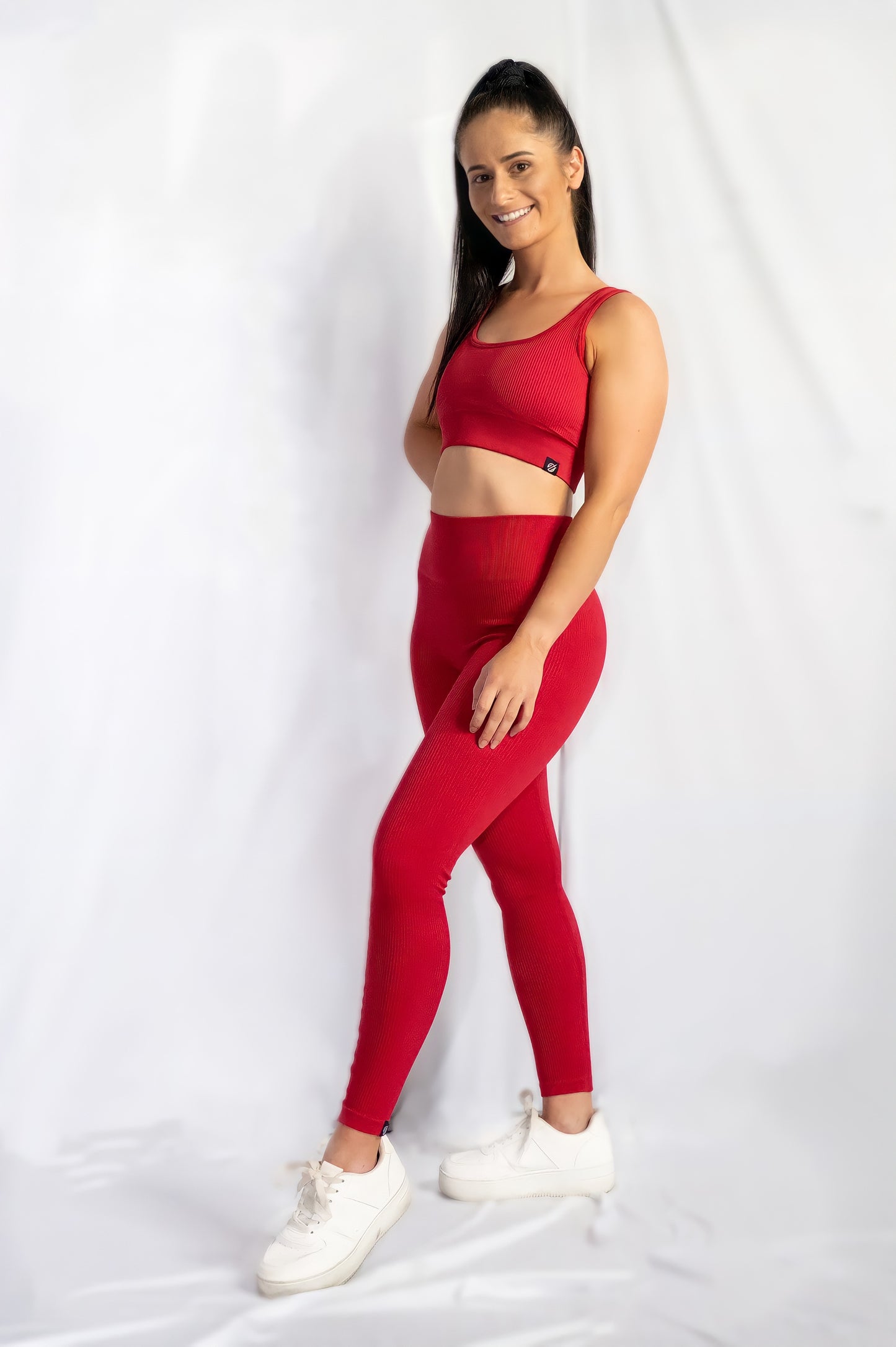 RIBBED COLLECT LEGGINGS in Red