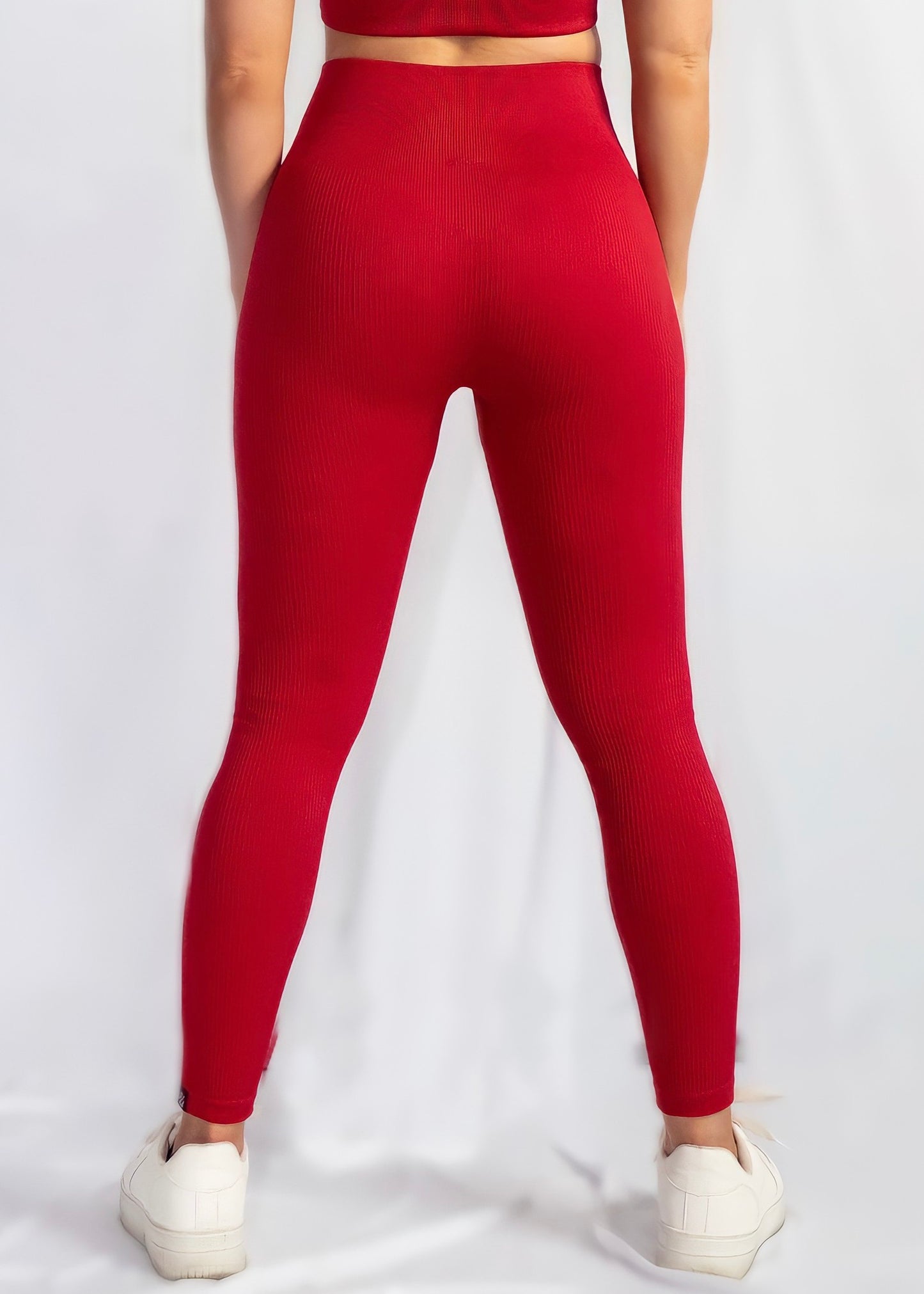 RIBBED COLLECT LEGGINGS in Red