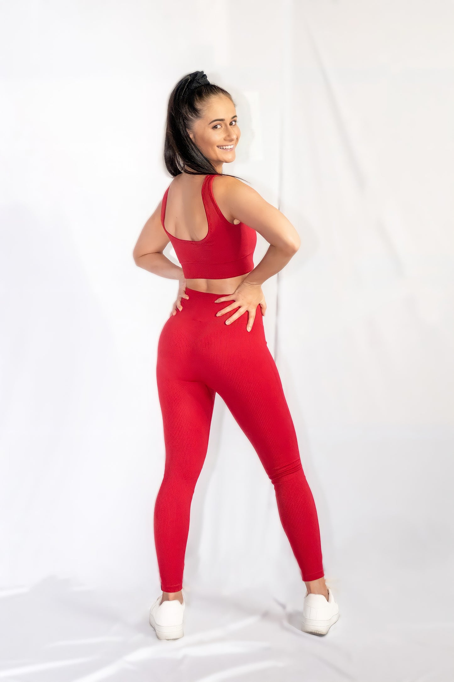 RIBBED COLLECT LEGGINGS in Red