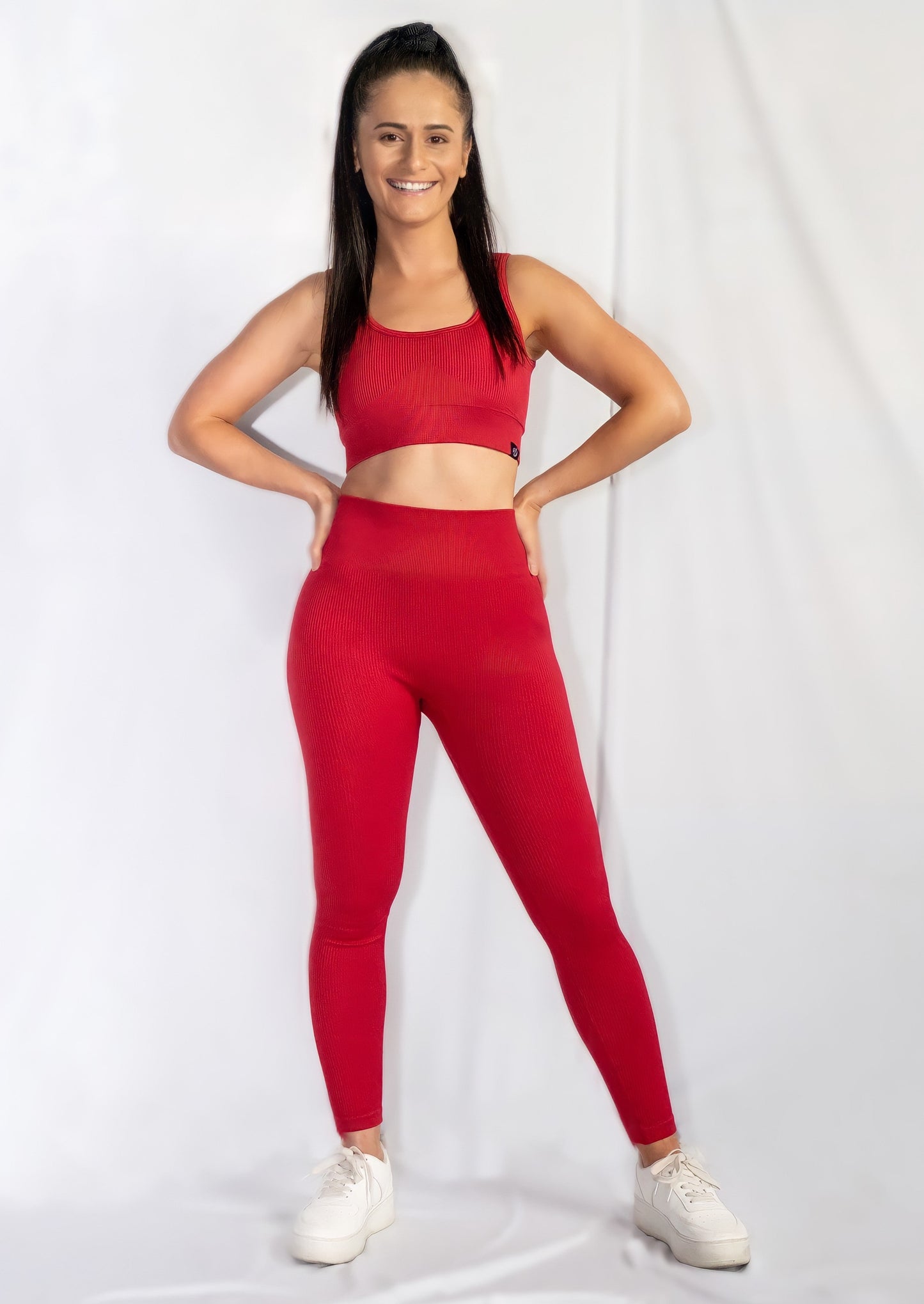 RIBBED COLLECT LEGGINGS in Red