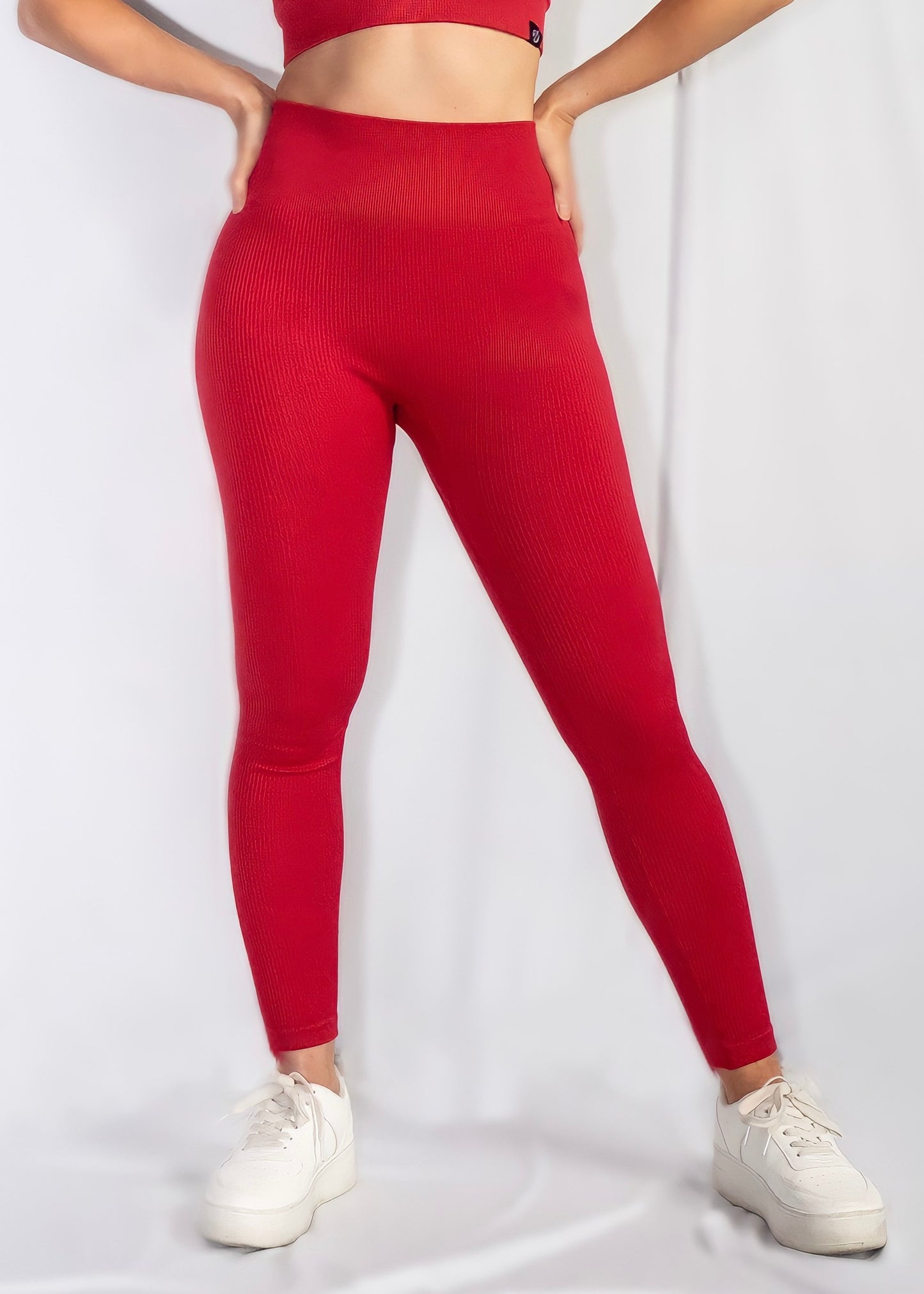 RIBBED COLLECT LEGGINGS in Red