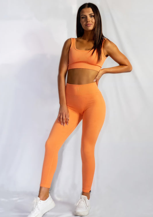 RIBBED COLLECT LEGGINGS in Orange