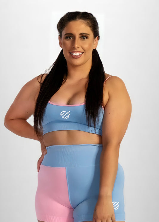 BRIGHT RY LOGO SPORTS BRA in Blue