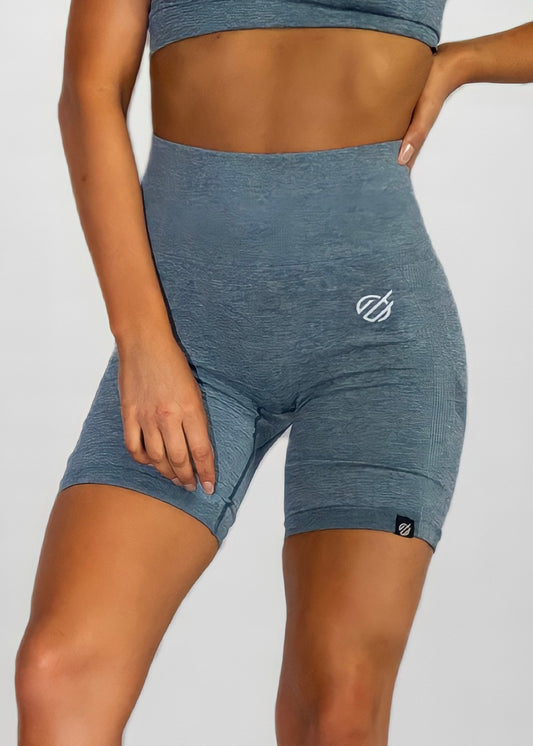 SEAMLESS KNIT CRUNCH BIKE SHORTS in Blue Grey