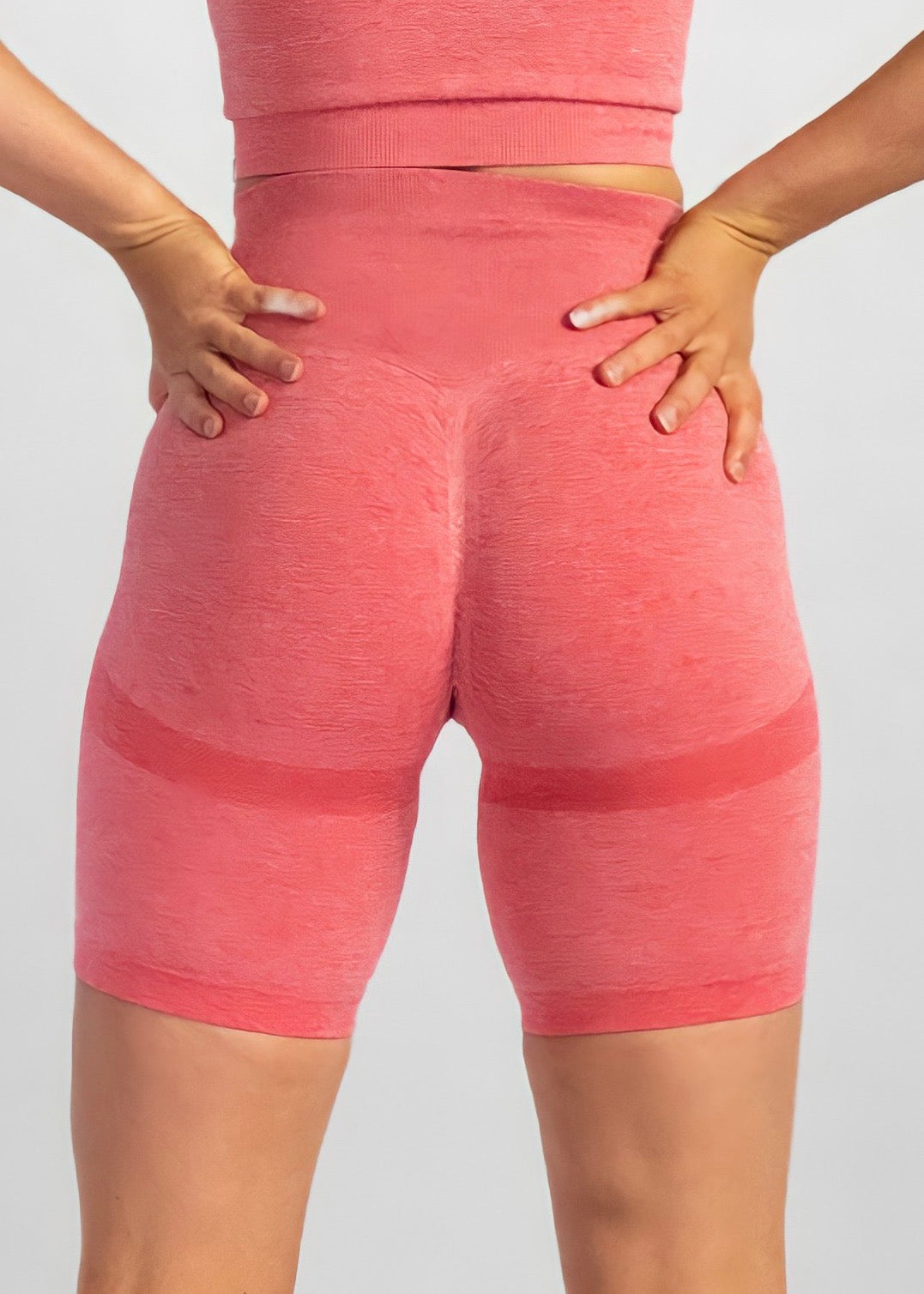 SEAMLESS KNIT CRUNCH BIKE SHORTS in Watermelon Pink