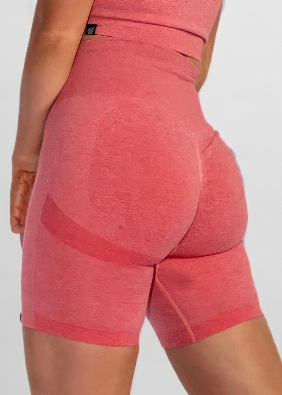 SEAMLESS KNIT CRUNCH BIKE SHORTS in Watermelon Pink