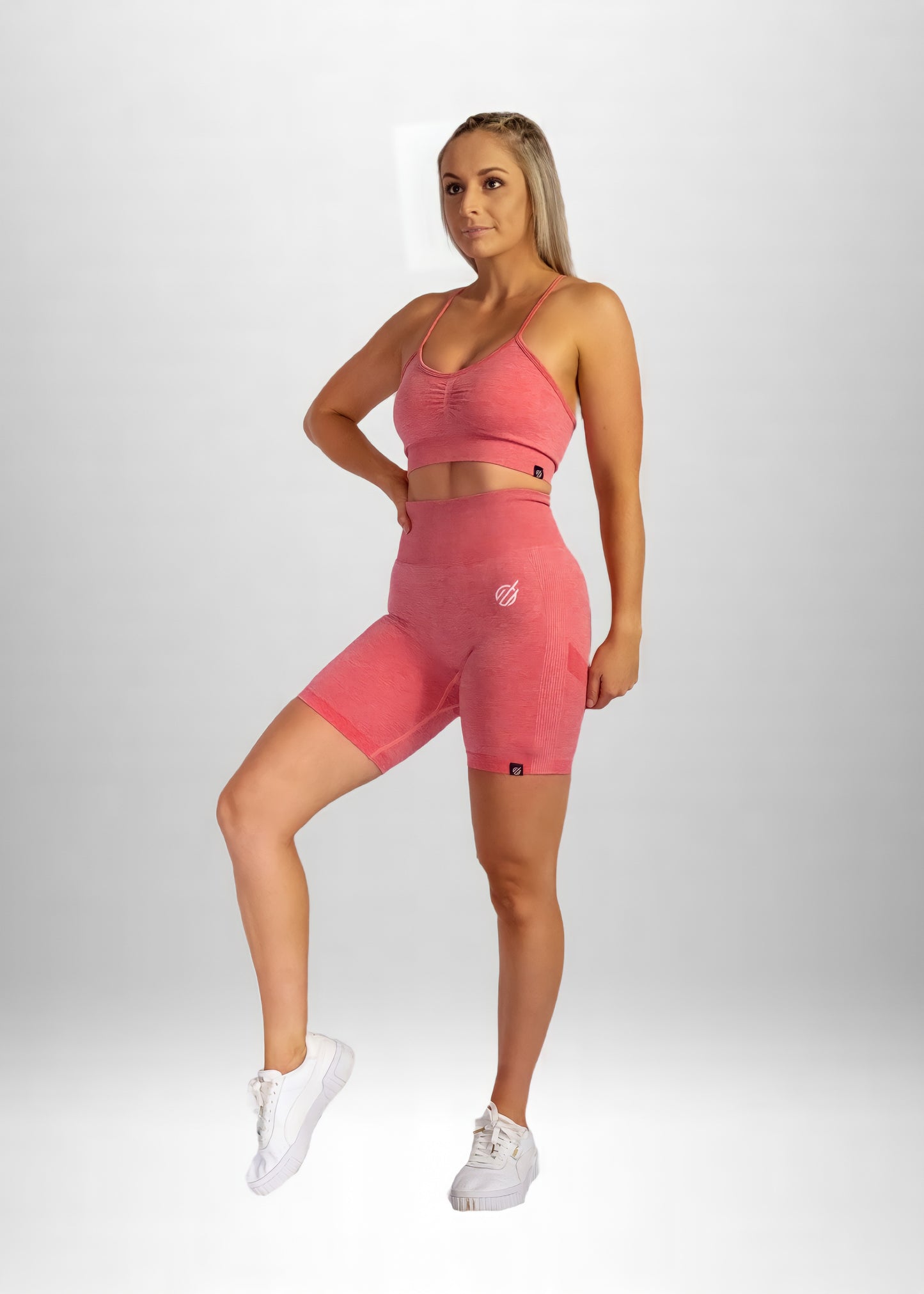 SEAMLESS KNIT CRUNCH BIKE SHORTS in Watermelon Pink