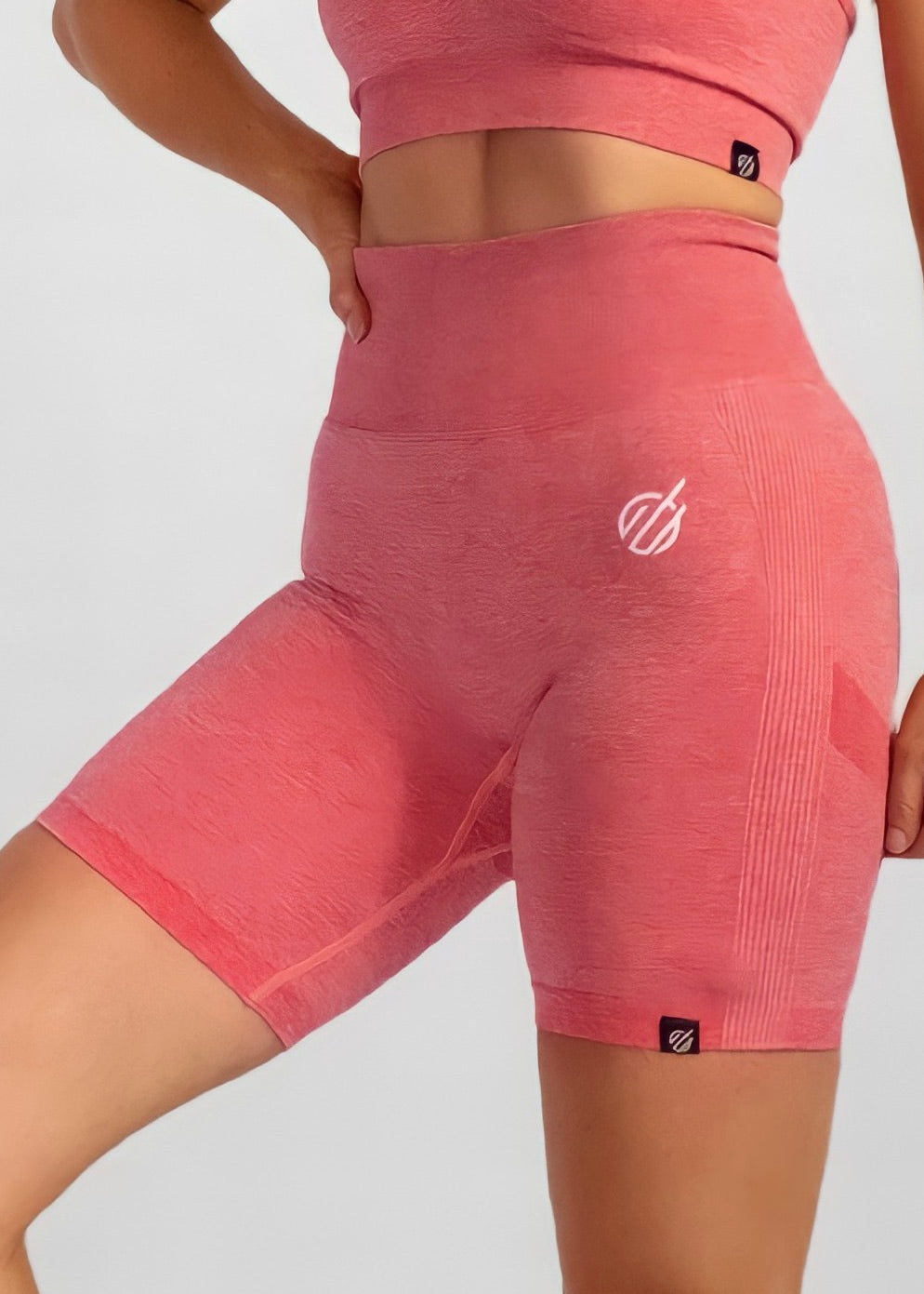 SEAMLESS KNIT CRUNCH BIKE SHORTS in Watermelon Pink