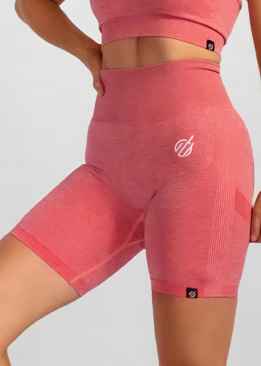 SEAMLESS KNIT CRUNCH BIKE SHORTS in Watermelon Pink