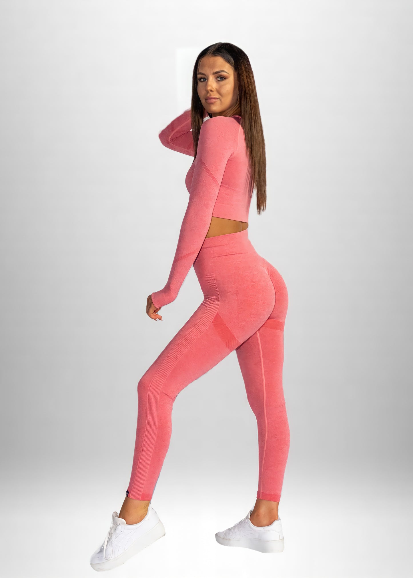 SEAMLESS KNIT CRUNCH LEGGINGS in Watermelon Pink