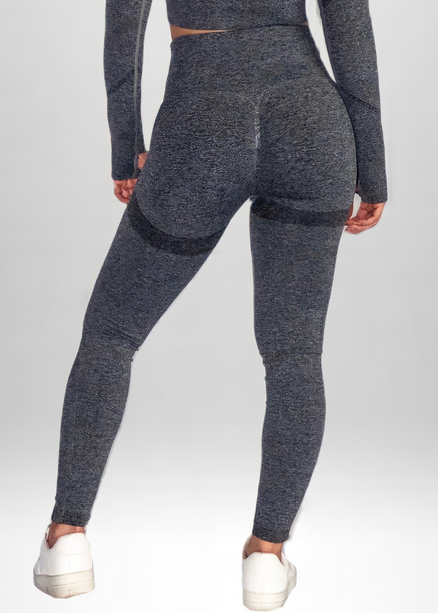 SEAMLESS KNIT CRUNCH LEGGINGS in Grey