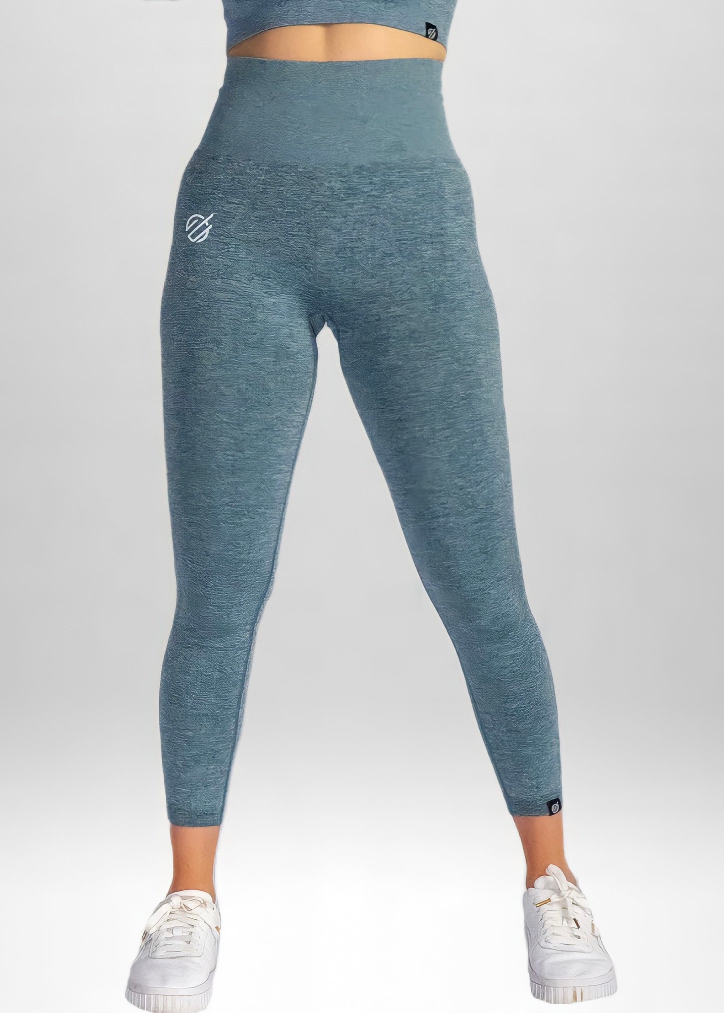 SEAMLESS KNIT CRUNCH LEGGINGS in Blue Grey